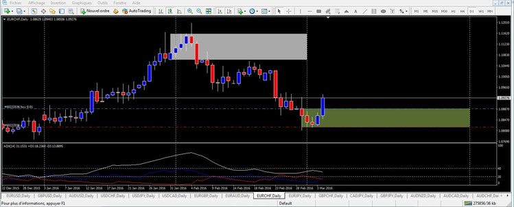 perte sur touchette du stop-loss de 65 pips sur l eur/chf mais aussitôt le buy-stop c'est enclenché et je suis en gain de 35 pips environ....